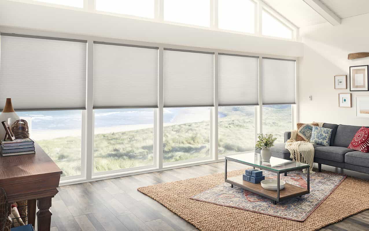 Rock Hill White Cellular Shades in living room